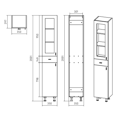 Шкаф пенал Misty Урал 35 L Э-Ура0503501-01Л Белый