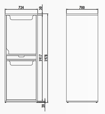 Шкаф пенал Creavit 72 CM2070.01.BB над стиральной машиной цвет Белый