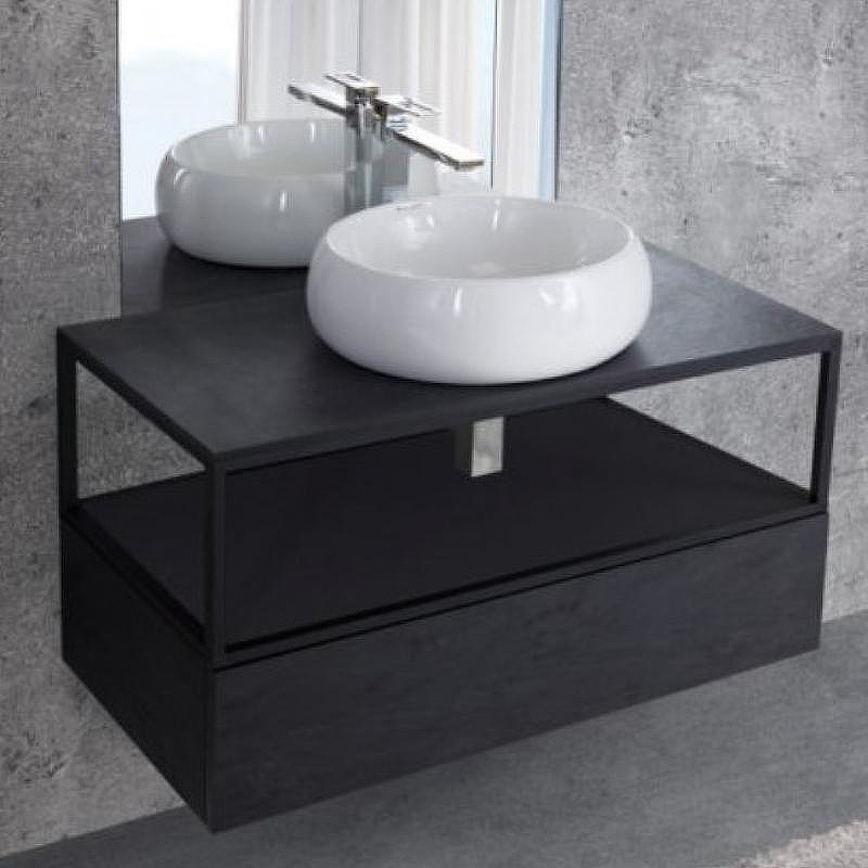 Консоль под раковину Cezares Cadro 100 CADRO50-100/50/30-1C-SO-MET-ST Черная матовая, купить, цена, заказать, магазин, доставка, скидка, промокод, купить, цена, заказать, магазин, доставка, скидка, промокод