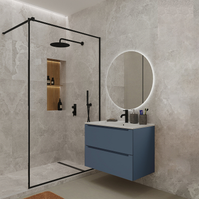 Тумба под раковину ЗОВ Дион 100 D100S подвесная цвет Серо-синий