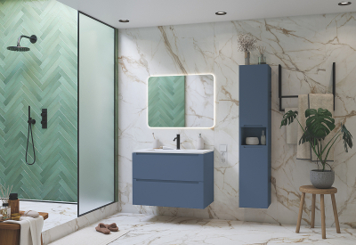 Тумба под раковину ЗОВ Дион 100 D100S подвесная цвет Серо-синий