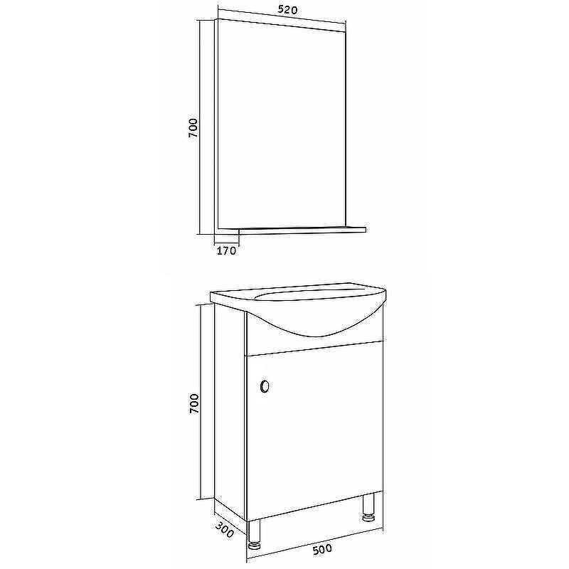 Комплект мебели для ванной Grossman Eco Line 50 105206 Белый Дуб сонома, купить, цена, заказать, магазин, доставка, скидка, промокод, купить, цена, заказать, магазин, доставка, скидка, промокод
