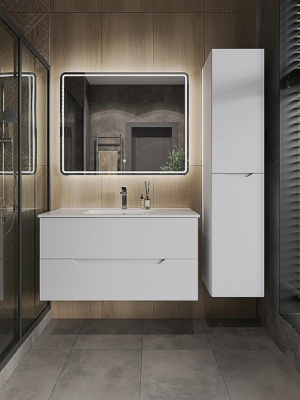 Тумба с раковиной Orange Line 100 Li-100Tuw+Ra подвесная Белая матовая, купить, цена, заказать, магазин, доставка, скидка, промокод, купить, цена, заказать, магазин, доставка, скидка, промокод