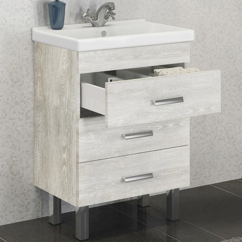 Тумба с раковиной Comforty Никосия 60Н 00004142203 Дуб белый, купить, цена, заказать, магазин, доставка, скидка, промокод, купить, цена, заказать, магазин, доставка, скидка, промокод