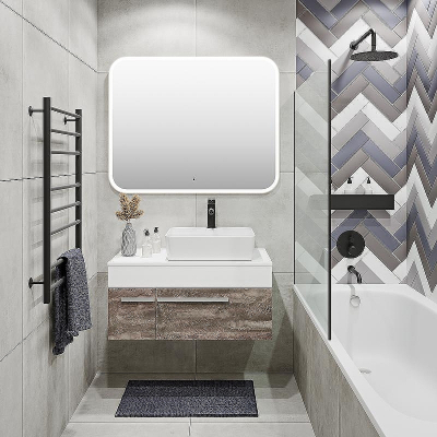 Тумба под раковину Runo Вудлайн 85 00-00001343 подвесная Белая Железный камень