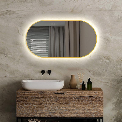 Зеркало Abber Kontur 55 AG6304SCG с подсветкой Золото с бесконтактным выключателем и диммером