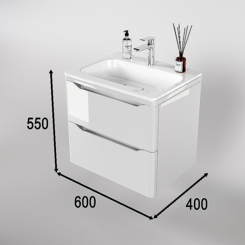 Тумба под раковину WellWant Riviera 60 WWTRMW642W подвесная Белый глянец антискрейтч, купить, цена, заказать, магазин, доставка, скидка, промокод, купить, цена, заказать, магазин, доставка, скидка, промокод