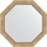 Зеркало Evoform Octagon 63х63 BY 3755 в багетной раме - Состаренное серебро с плетением 70, купить, цена, заказать, магазин, доставка, скидка, промокод, купить, цена, заказать, магазин, доставка, скидка, промокод