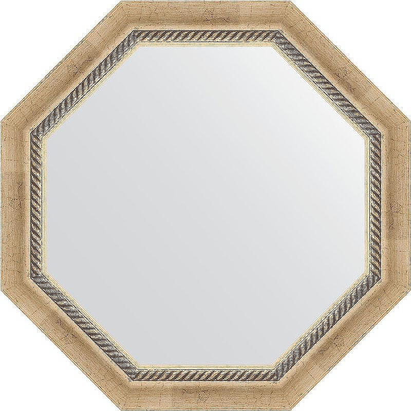 Зеркало Evoform Octagon 63х63 BY 3755 в багетной раме - Состаренное серебро с плетением 70, купить, цена, заказать, магазин, доставка, скидка, промокод, купить, цена, заказать, магазин, доставка, скидка, промокод