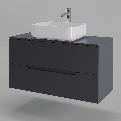 Тумба с раковиной Orange Line 100 Li-100TugMDF+B05-500W подвесная Графит матовый