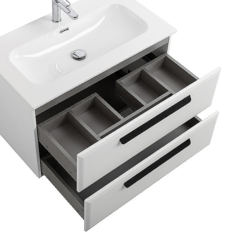 Тумба под раковину Cezares Eco-Cer-N 80 ECO-CER-N-800-2C-SO-BL подвесная Bianco Lucido без ручек, купить, цена, заказать, магазин, доставка, скидка, промокод, купить, цена, заказать, магазин, доставка, скидка, промокод