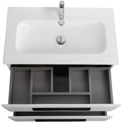 Тумба под раковину Cezares Eco-Cer-N 80 ECO-CER-N-800-2C-SO-BL подвесная Bianco Lucido без ручек