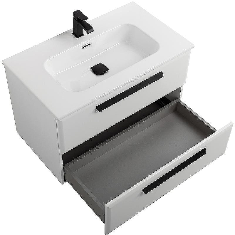 Тумба под раковину Cezares Eco-Cer-N 80 ECO-CER-N-800-2C-SO-BL подвесная Bianco Lucido без ручек, купить, цена, заказать, магазин, доставка, скидка, промокод, купить, цена, заказать, магазин, доставка, скидка, промокод