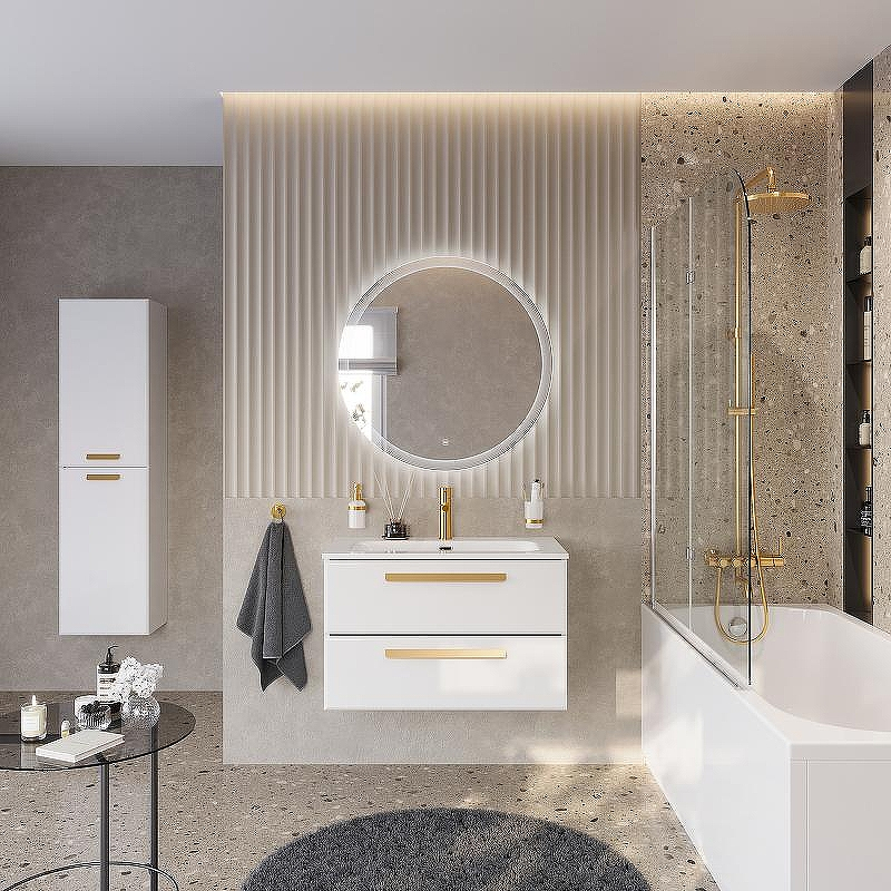 Тумба под раковину Cezares Eco-Cer-N 80 ECO-CER-N-800-2C-SO-BL подвесная Bianco Lucido без ручек, купить, цена, заказать, магазин, доставка, скидка, промокод, купить, цена, заказать, магазин, доставка, скидка, промокод