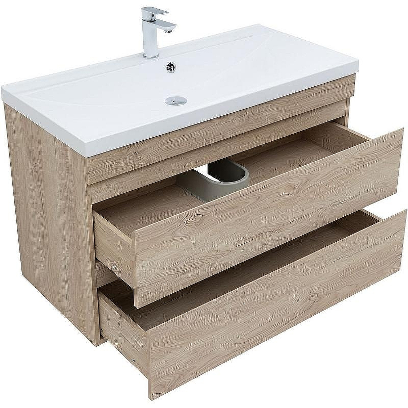 Тумба под раковину Aquanet Нота New 100 334200 подвесная Дуб светлый, купить, цена, заказать, магазин, доставка, скидка, промокод, купить, цена, заказать, магазин, доставка, скидка, промокод