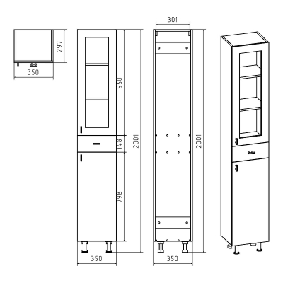 Шкаф пенал Misty Урал 35 R Э-Ура0503501-01П Белый