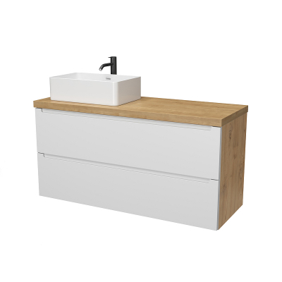 Тумба под раковину ЗОВ Дион 120 D120BD подвесная цвет Белый матовый Дуб медовый