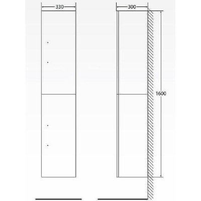 Шкаф пенал BelBagno Aurora 33 R AURORA-1600-2A-SC-PB-P-R подвесной Pietra Bianca без ручек