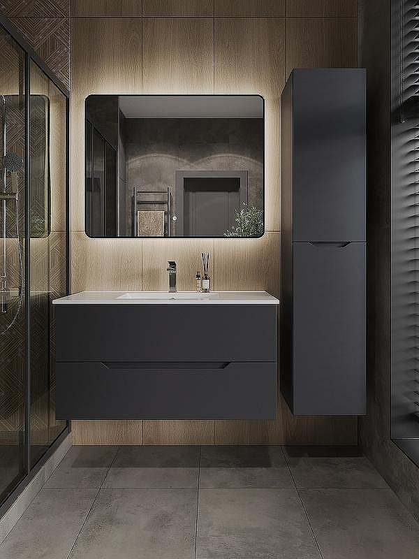 Тумба с раковиной Orange Line 100 Li-100Tug+Ra подвесная Графит матовый, купить, цена, заказать, магазин, доставка, скидка, промокод, купить, цена, заказать, магазин, доставка, скидка, промокод