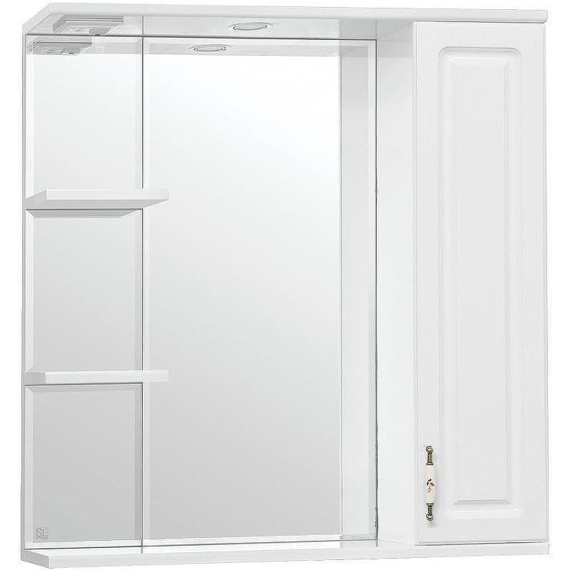 Зеркало со шкафом Style Line Олеандр 2 Люкс 75 ЛС-00000051 с подсветкой Белое, купить, цена, заказать, магазин, доставка, скидка, промокод, купить, цена, заказать, магазин, доставка, скидка, промокод