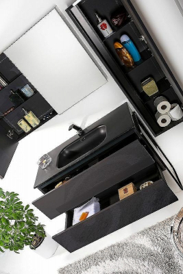 Зеркальный шкаф Boheme Armadi Art Vallessi 80 547-A glossy с подсветкой Антрацит глянец