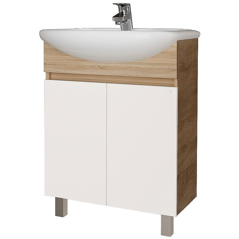 Тумба под раковину Grossman Поло 60 106011 Дуб сонома светлый Белая глянцевая, купить, цена, заказать, магазин, доставка, скидка, промокод, купить, цена, заказать, магазин, доставка, скидка, промокод