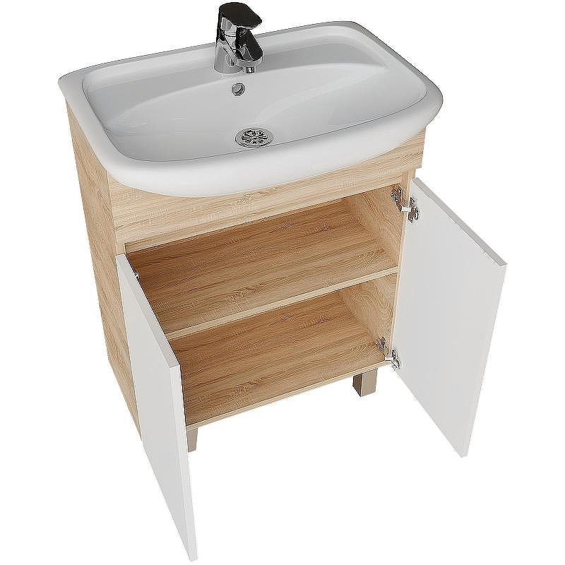 Тумба под раковину Grossman Поло 60 106011 Дуб сонома светлый Белая глянцевая, купить, цена, заказать, магазин, доставка, скидка, промокод, купить, цена, заказать, магазин, доставка, скидка, промокод