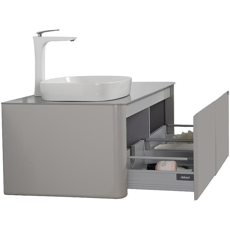 Тумба с раковиной Black&White Universe U915.1200 L 120 L 9151200L подвесная Glossy light grey, купить, цена, заказать, магазин, доставка, скидка, промокод, купить, цена, заказать, магазин, доставка, скидка, промокод