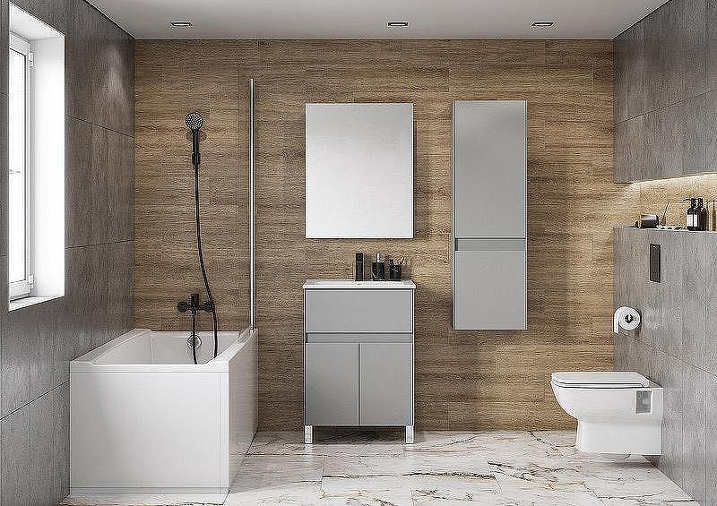 Шкаф пенал Aquaton Форест 40 1A278603FR4D0 Туманный серый, купить, цена, заказать, магазин, доставка, скидка, промокод, купить, цена, заказать, магазин, доставка, скидка, промокод