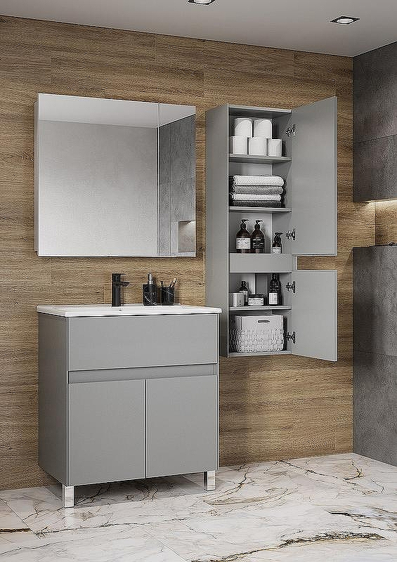 Шкаф пенал Aquaton Форест 40 1A278603FR4D0 Туманный серый, купить, цена, заказать, магазин, доставка, скидка, промокод, купить, цена, заказать, магазин, доставка, скидка, промокод