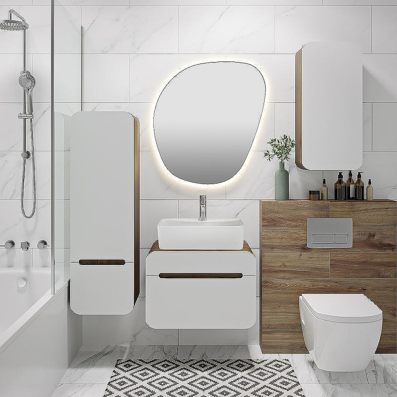 Тумба под раковину Runo Ницца 60 00-00002124 Темное дерево Белая, купить, цена, заказать, магазин, доставка, скидка, промокод, купить, цена, заказать, магазин, доставка, скидка, промокод