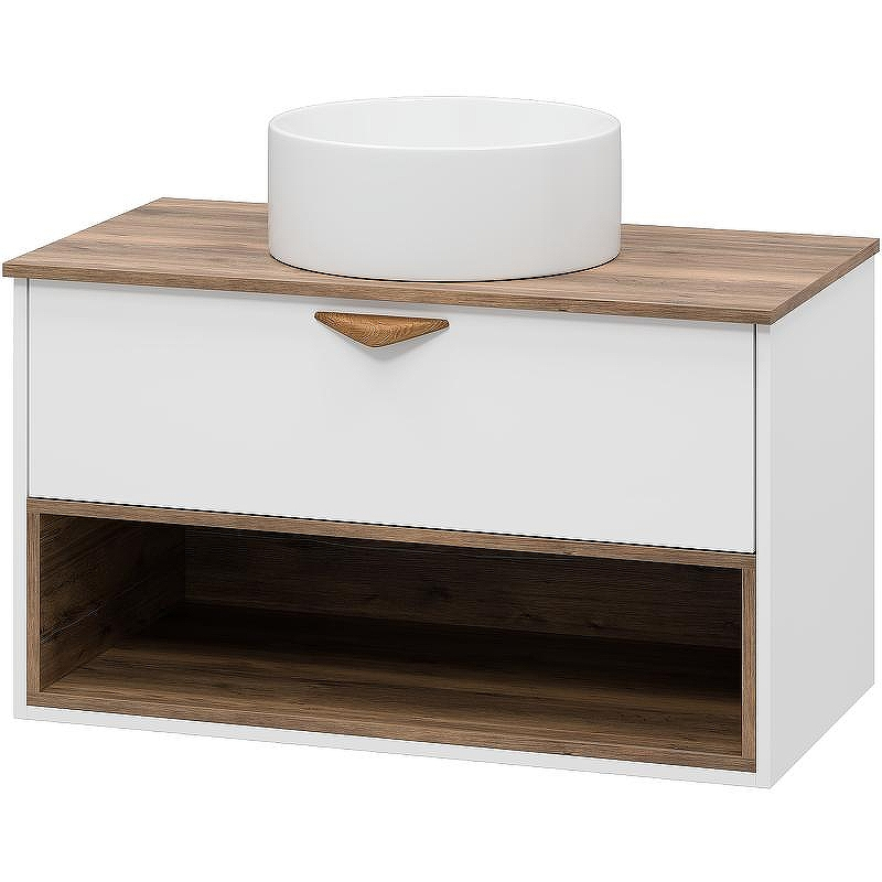 Тумба под раковину Brevita Bergen 90 BER-07090-19-01-1Я подвесная Белая матовая Дуб Галифакс олово, купить, цена, заказать, магазин, доставка, скидка, промокод, купить, цена, заказать, магазин, доставка, скидка, промокод
