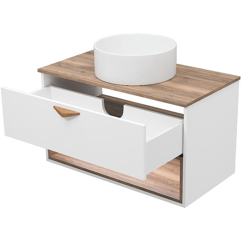 Тумба под раковину Brevita Bergen 90 BER-07090-19-01-1Я подвесная Белая матовая Дуб Галифакс олово, купить, цена, заказать, магазин, доставка, скидка, промокод, купить, цена, заказать, магазин, доставка, скидка, промокод