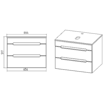 Тумба под раковину VIANT Марсель 66 VMAR66NG-T2YP подвесная Графит