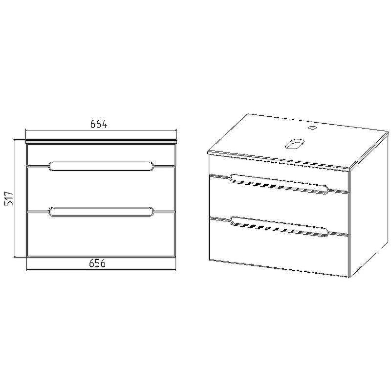 Тумба под раковину VIANT Марсель 66 VMAR66NG-T2YP подвесная Графит, купить, цена, заказать, магазин, доставка, скидка, промокод, купить, цена, заказать, магазин, доставка, скидка, промокод