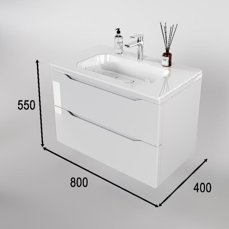 Тумба под раковину WellWant Riviera 80 WWTRMW842W подвесная Белый глянец антискрейтч, купить, цена, заказать, магазин, доставка, скидка, промокод, купить, цена, заказать, магазин, доставка, скидка, промокод