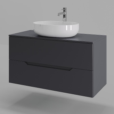 Тумба с раковиной Orange Line 100 Li-100TugMDF+B05-520W подвесная Графит матовый