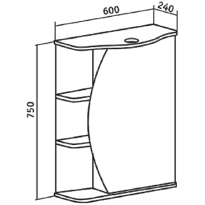 Зеркальный шкаф Runo Линда 60 R 00000001082 с подсветкой Белый