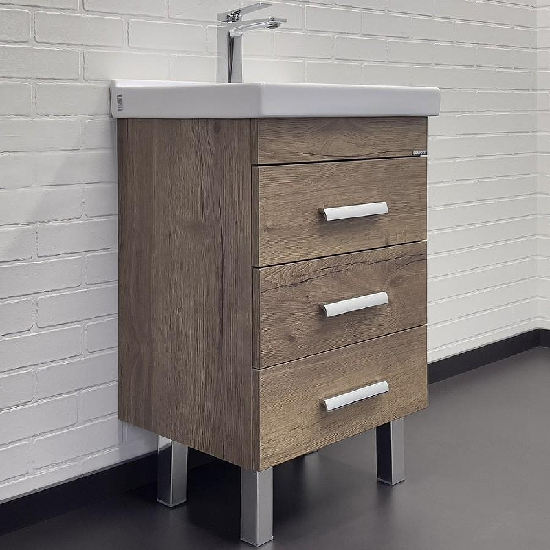 Тумба с раковиной Comforty Никосия 50Н 00-00018024 Дуб темный, купить, цена, заказать, магазин, доставка, скидка, промокод, купить, цена, заказать, магазин, доставка, скидка, промокод