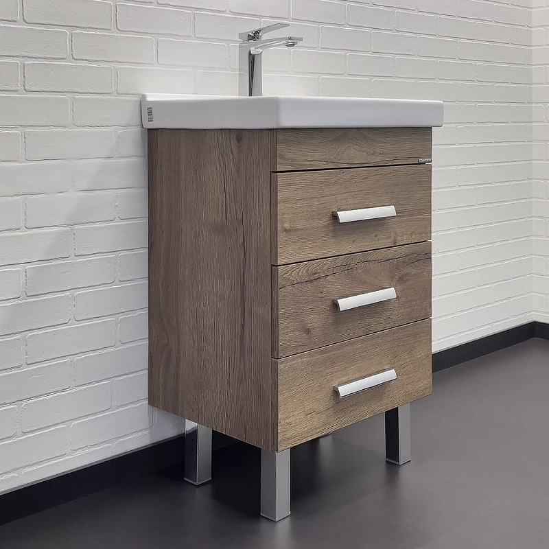 Тумба с раковиной Comforty Никосия 50Н 00-00018024 Дуб темный, купить, цена, заказать, магазин, доставка, скидка, промокод, купить, цена, заказать, магазин, доставка, скидка, промокод