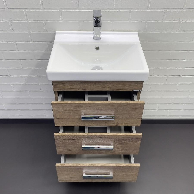 Тумба с раковиной Comforty Никосия 50Н 00-00018024 Дуб темный, купить, цена, заказать, магазин, доставка, скидка, промокод, купить, цена, заказать, магазин, доставка, скидка, промокод