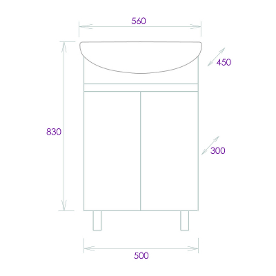 Тумба под раковину Onika Милтон 55 105559 цвет Белый