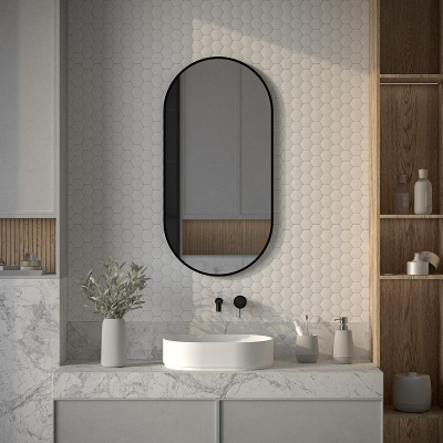 Зеркало Defesto Aura 50х100 DF 2934 с подсветкой 26W-3000K/Без выключателя/Теплый белый свет/Черная рама