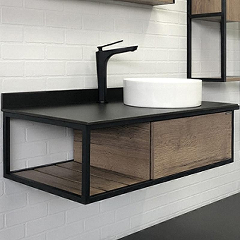 Тумба с раковиной Comforty Лиссабон 95 00-00006558 подвесная Дуб темный, купить, цена, заказать, магазин, доставка, скидка, промокод, купить, цена, заказать, магазин, доставка, скидка, промокод