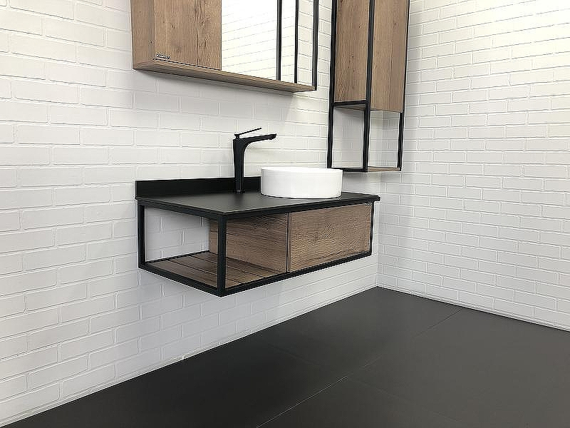 Тумба с раковиной Comforty Лиссабон 95 00-00006558 подвесная Дуб темный, купить, цена, заказать, магазин, доставка, скидка, промокод, купить, цена, заказать, магазин, доставка, скидка, промокод