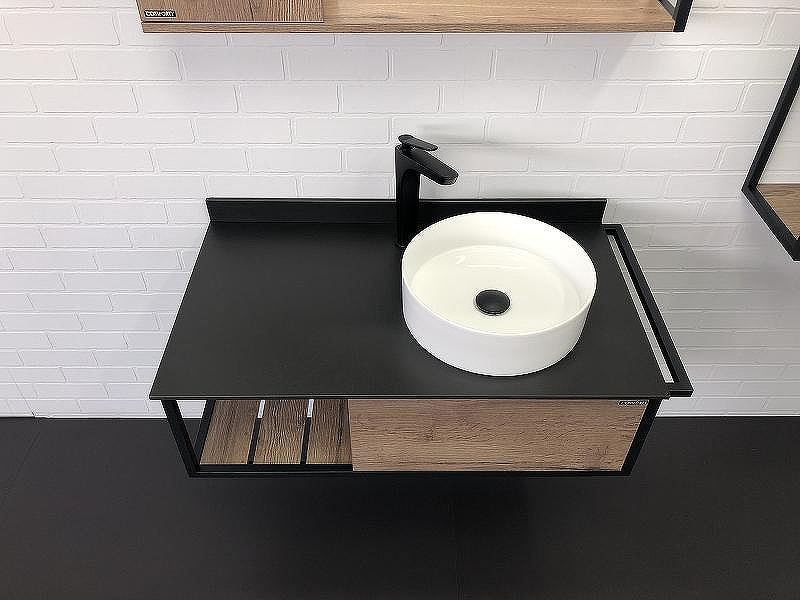 Тумба с раковиной Comforty Лиссабон 95 00-00006558 подвесная Дуб темный, купить, цена, заказать, магазин, доставка, скидка, промокод, купить, цена, заказать, магазин, доставка, скидка, промокод