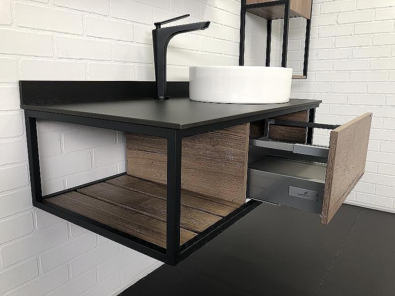 Тумба с раковиной Comforty Лиссабон 95 00-00006558 подвесная Дуб темный, купить, цена, заказать, магазин, доставка, скидка, промокод, купить, цена, заказать, магазин, доставка, скидка, промокод