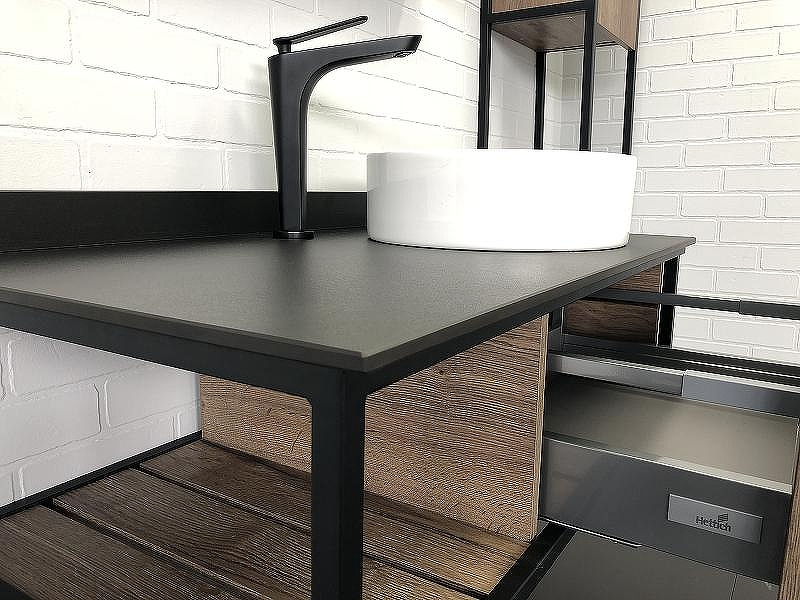 Тумба с раковиной Comforty Лиссабон 95 00-00006558 подвесная Дуб темный, купить, цена, заказать, магазин, доставка, скидка, промокод, купить, цена, заказать, магазин, доставка, скидка, промокод