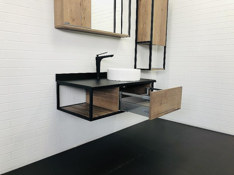 Тумба с раковиной Comforty Лиссабон 95 00-00006558 подвесная Дуб темный, купить, цена, заказать, магазин, доставка, скидка, промокод, купить, цена, заказать, магазин, доставка, скидка, промокод