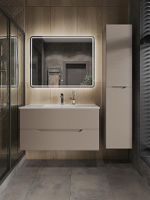 Тумба с раковиной Orange Line 100 Li-100TuL+Ra подвесная Латте матовый